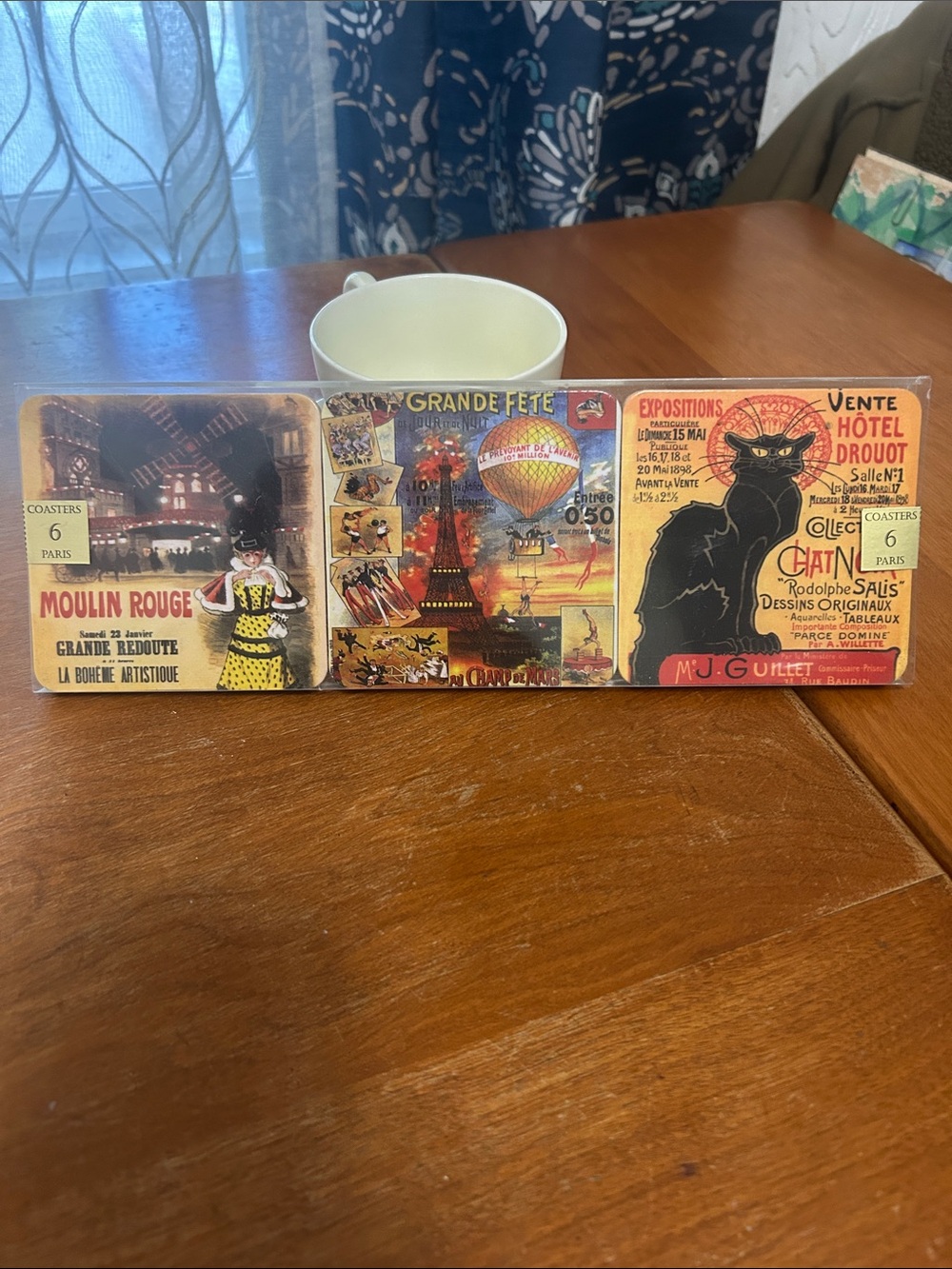 Vintage Style Parisian Coaster Set - Multicolor